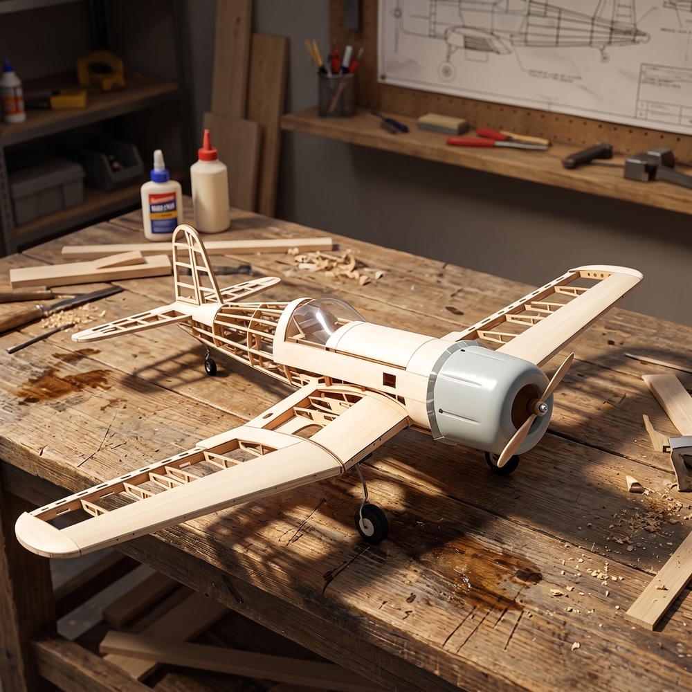 Kit Rangka Pesawat RC Kayu Bal - Rc Warbird Balsa Model Airplane ulasan dan harga