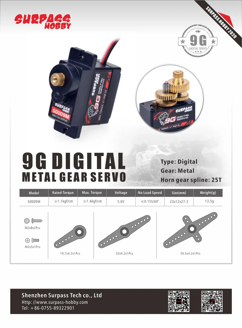 SURPASS HOBBY Servo Digital 1/ - Rc Plane Servo 9G Metal Gear Micro ulasan dan harga