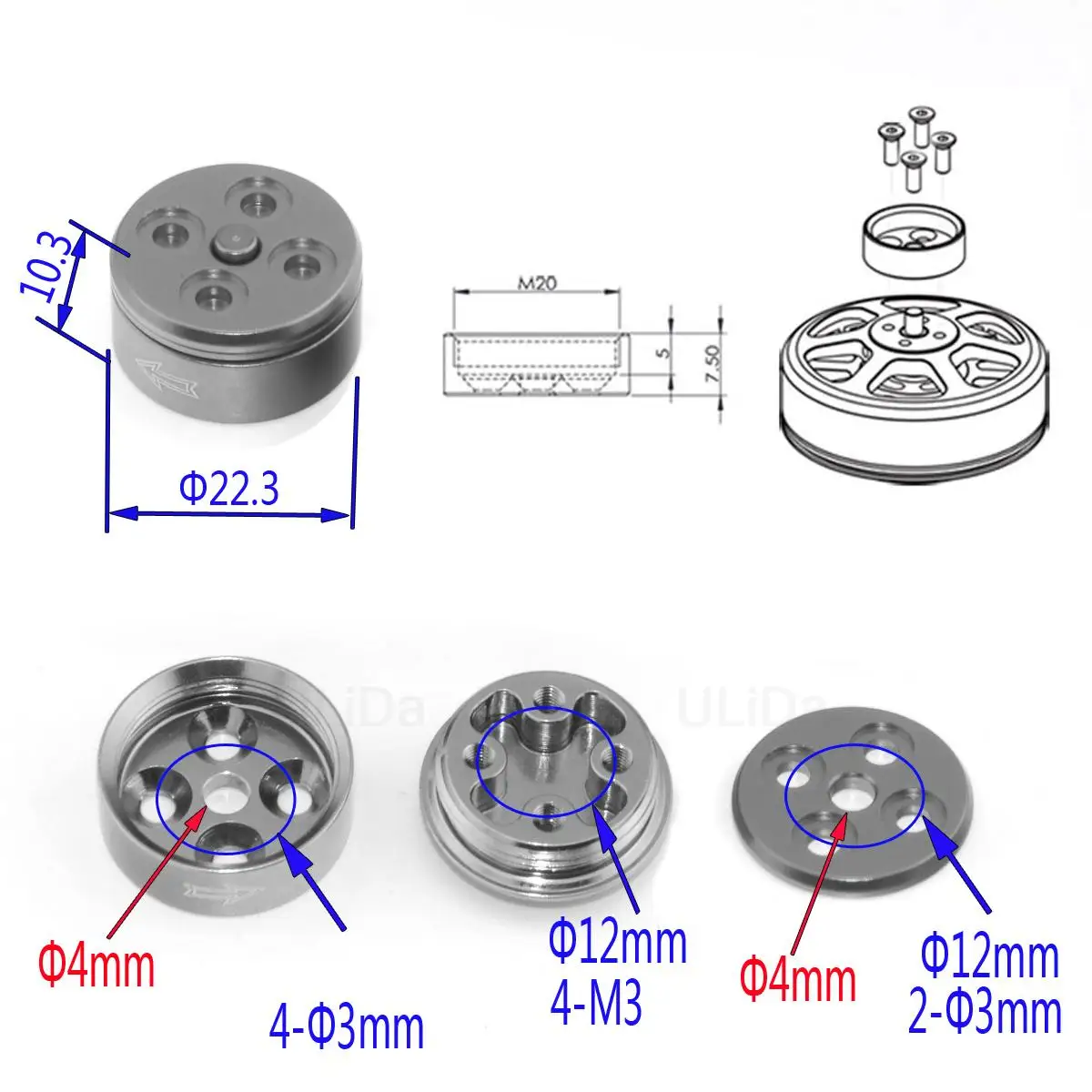 Adaptor Mur Propeller Aluminiu - Rc Airplane Motor Mount Aluminum ulasan dan harga