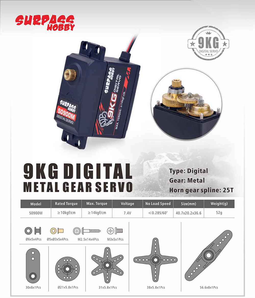 SURPASS Hobby Digital Servo 9G - Rc Plane Servo 9G Metal Gear Micro ulasan dan harga